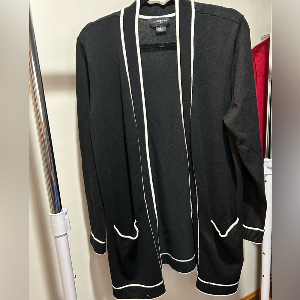 Liz Claiborne Black and White Cardigan Sweater